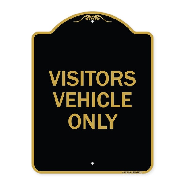 Signmission Reserved Parking Sign Visitor Vehicles Only, Black & Gold Aluminum Sign, 18" x 24", BG-1824-23013 A-DES-BG-1824-23013 - main